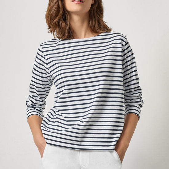 Easy Boatneck Womens Top Navy Stripe A1