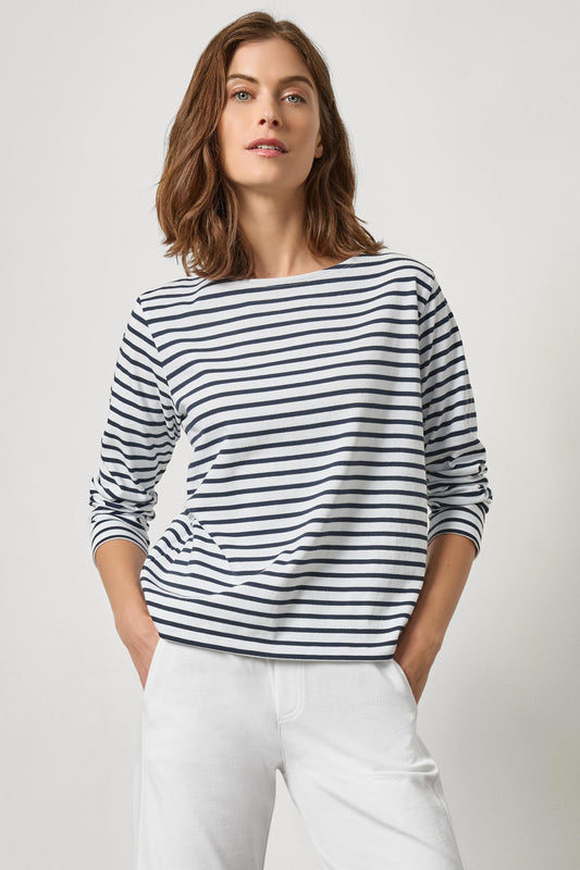 Easy Boatneck Womens Top Navy Stripe A1