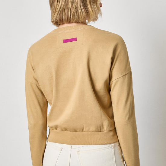 Rib Trim Cardigan Womens Top Burlap A2