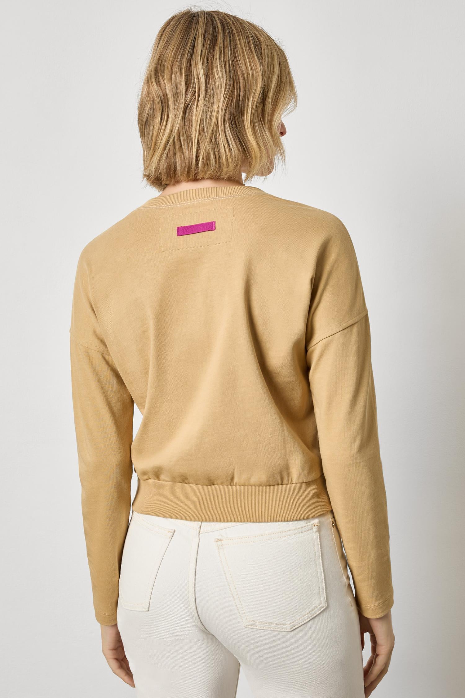 Rib Trim Cardigan Womens Top Burlap A2