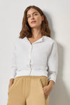 Rib Trim Cardigan Womens Top White A1