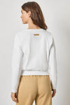 Rib Trim Cardigan Womens Top White A2