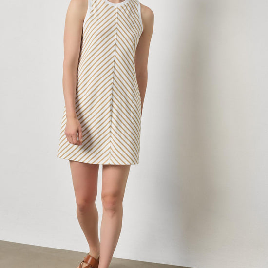 Center Seam Tank Dress Womens Dress Burlap Stripe A1