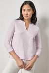 Side Slit Split Neck Top Womens Top Lavender A1