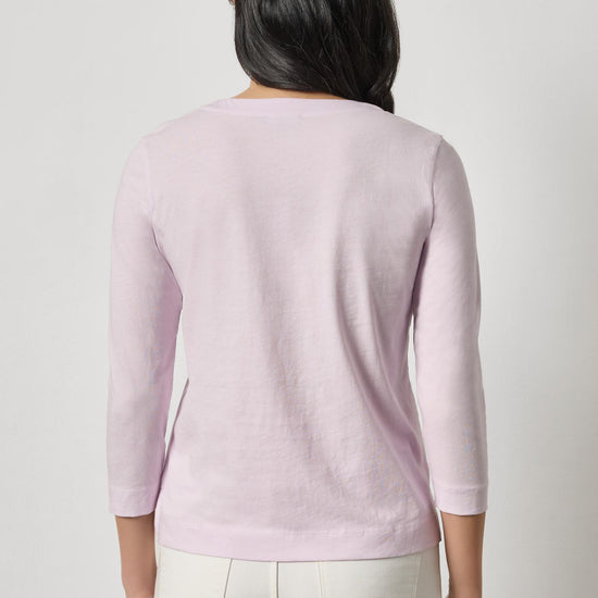 Side Slit Split Neck Top Womens Top Lavender A2
