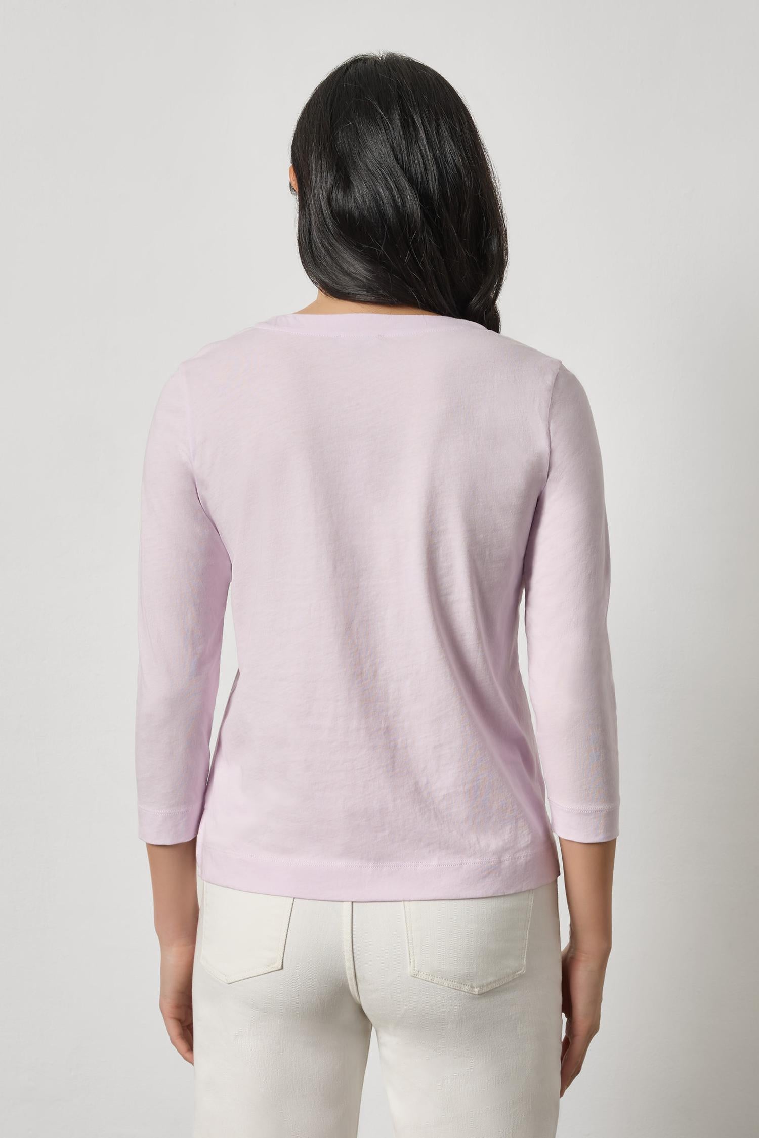Side Slit Split Neck Top Womens Top Lavender A2