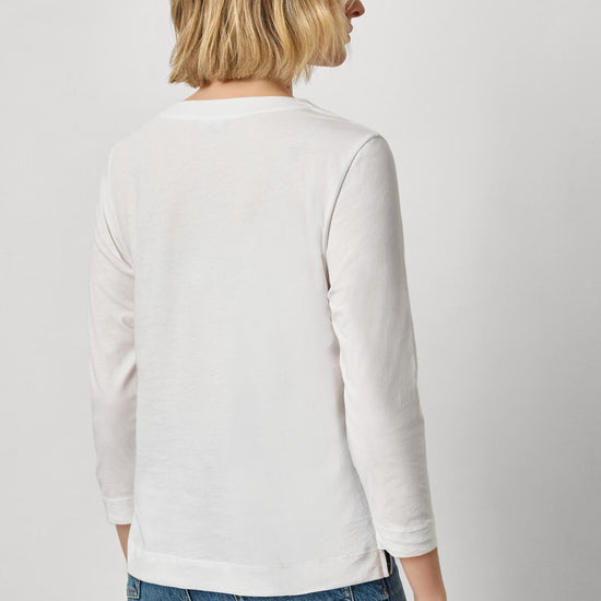 Side Slit Split Neck Top Womens Top White A2