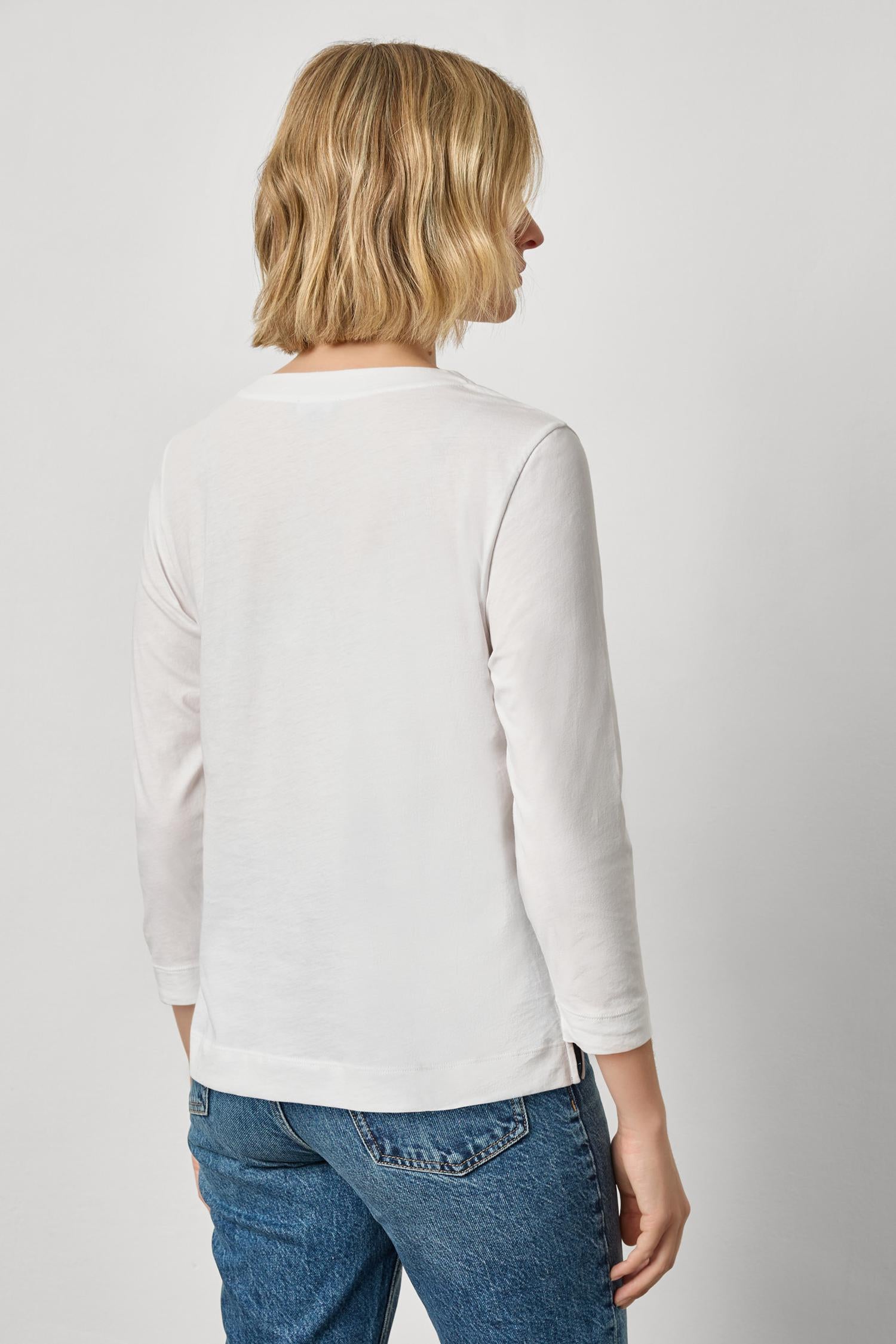 Side Slit Split Neck Top Womens Top White A2