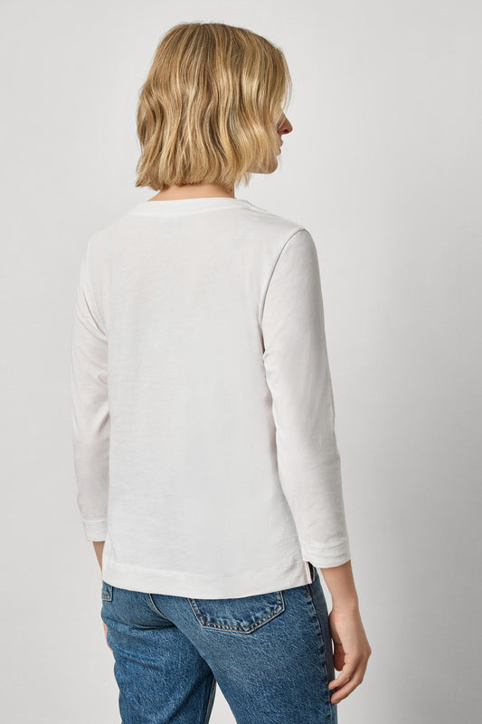 Side Slit Split Neck Top Womens Top White A2