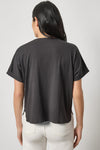 Cuffed Sleeve Dolman Button Down Womens Top Black A2