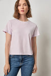 Contrast Roll Relaxed Crew Womens Top Lavender A1