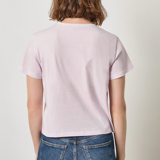 Contrast Roll Relaxed Crew Womens Top Lavender A2