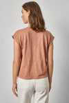 Cuffed Sleeve V-Neck Womens Top Carob A2
