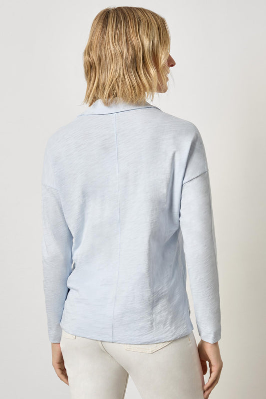 Easy Collared Split Neck Womens Top Glass A2