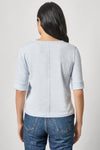 Rib Trim Elbow Split Neck Womens Top Glass A2