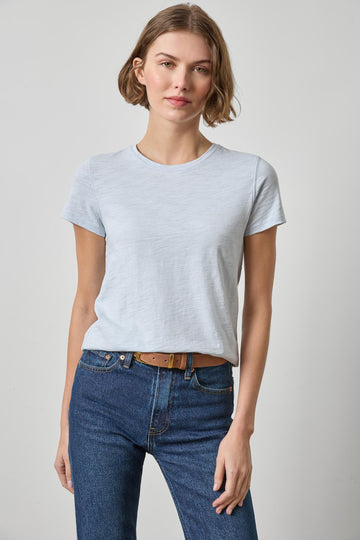 Short Sleeve Back Seam Crewneck Womens Top Glacier A1
