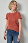 Short Sleeve Back Seam Crewneck Womens Top Henna A1