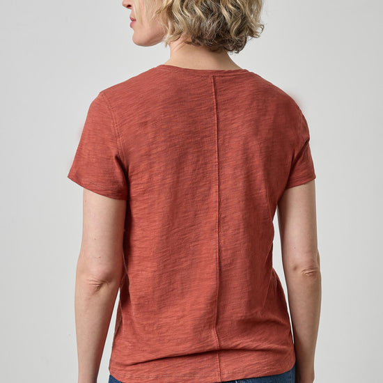 Short Sleeve Back Seam Crewneck Womens Top Henna A2
