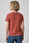 Short Sleeve Back Seam Crewneck Womens Top Henna A2