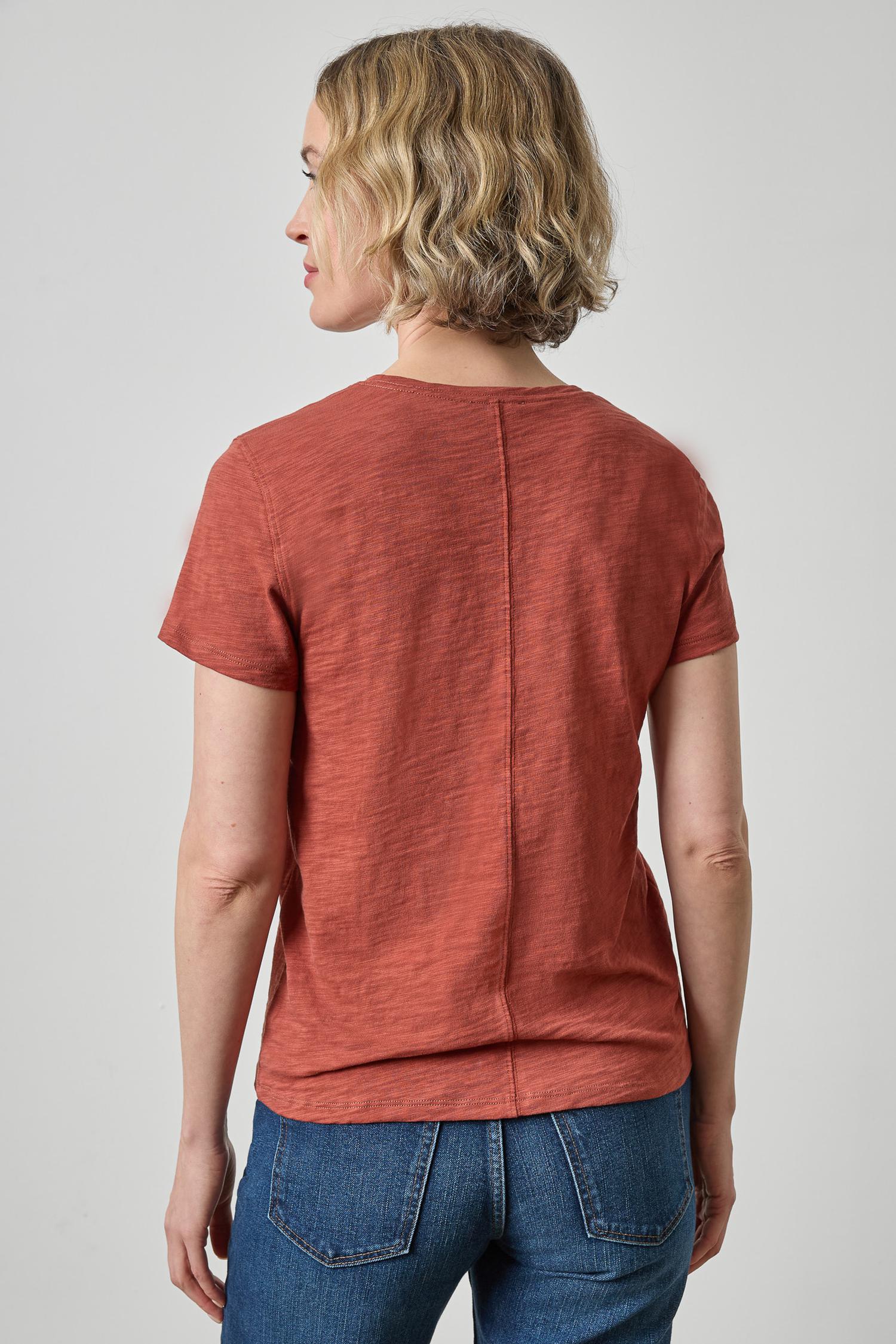Short Sleeve Back Seam Crewneck Womens Top Henna A2