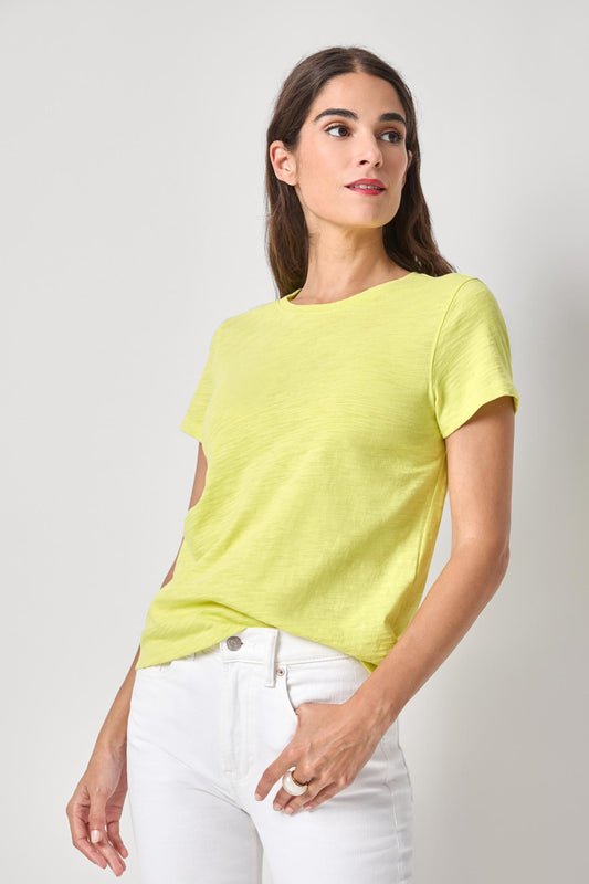 Short Sleeve Back Seam Crewneck Womens Top Limeade A1