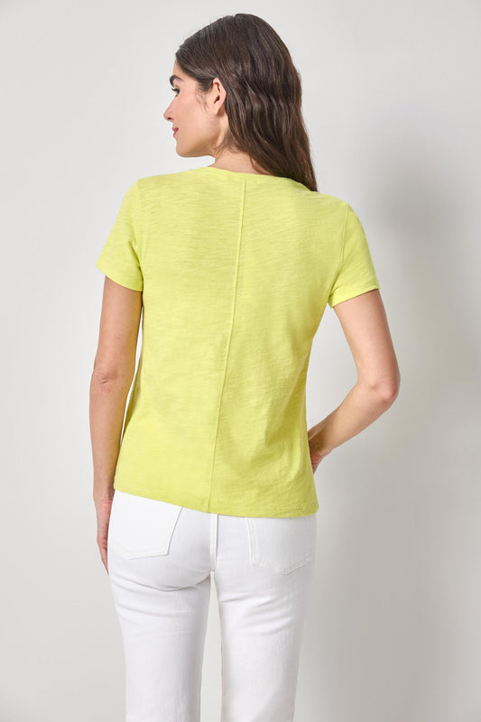 Short Sleeve Back Seam Crewneck Womens Top Limeade A2