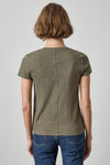 Short Sleeve Back Seam Crewneck Womens Top Olive A2