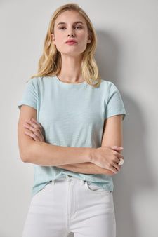 Short Sleeve Back Seam Crewneck Womens Top Seabreeze A1