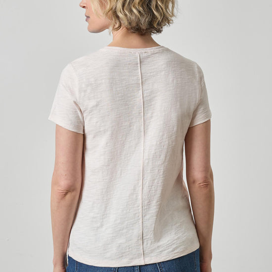 Short Sleeve Back Seam Crewneck Womens Top Tearose A2