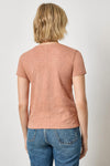 Short Sleeve Back Seam V-Neck Womens Top Carob A2