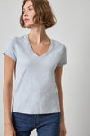 Short Sleeve Back Seam V-Neck Womens Top Glacier A1