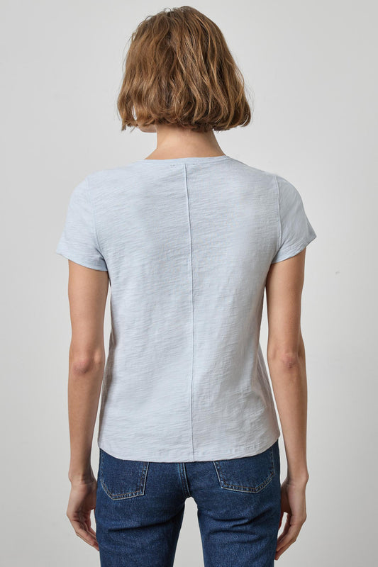 Short Sleeve Back Seam V-Neck Womens Top Glacier A2