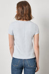 Short Sleeve Back Seam V-Neck Womens Top Glass A2