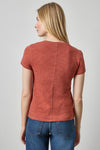 Short Sleeve Back Seam V-Neck Womens Top Henna A2