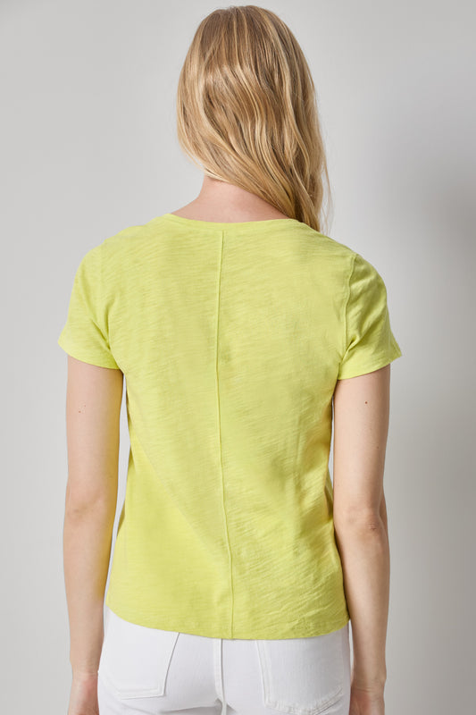 Short Sleeve Back Seam V-Neck