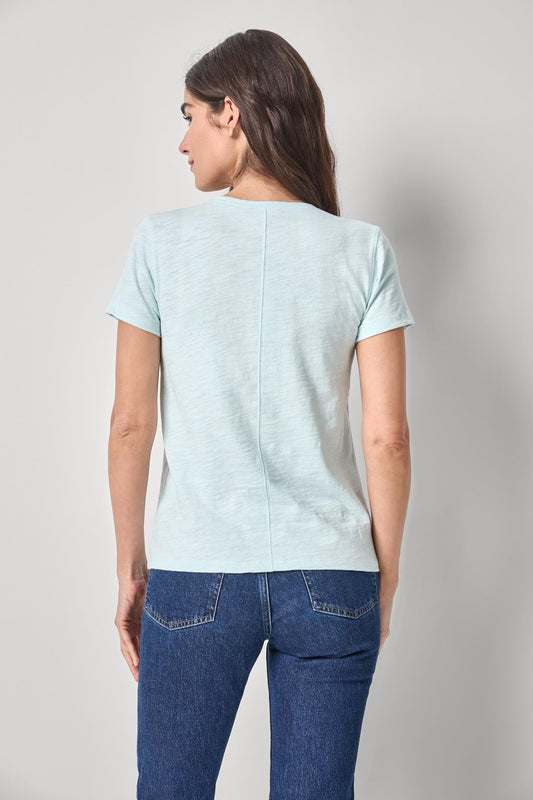 Short Sleeve Back Seam V-Neck Womens Top Seabreeze A2