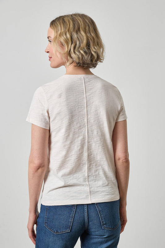 Short Sleeve Back Seam V-Neck Womens Top Tearose A2