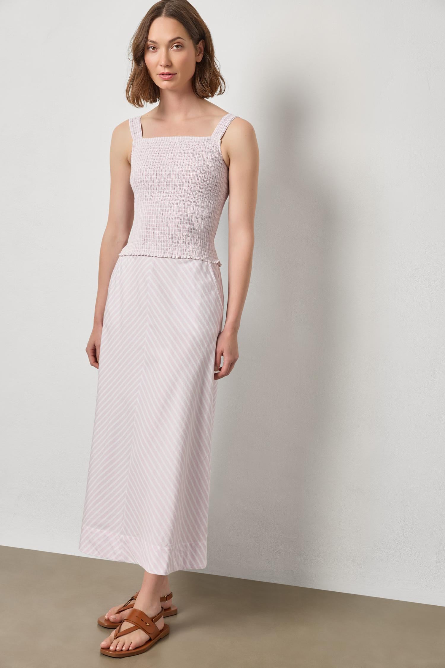 Stripe Maxi Skirt Womens Skirt Lavender Stripe A3