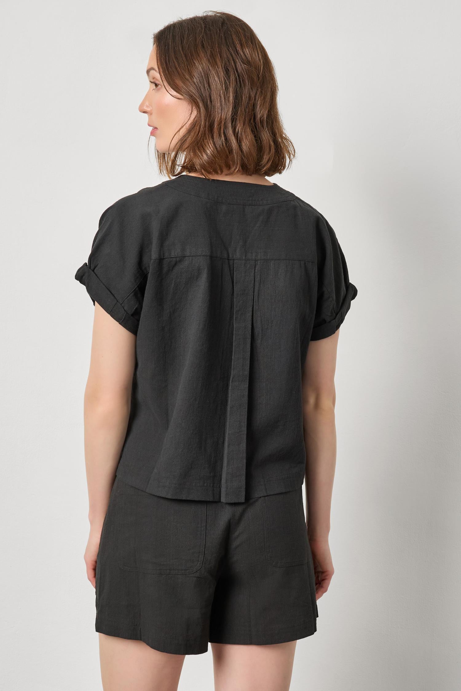 Boxy Popover Dolman Womens Top Black A2