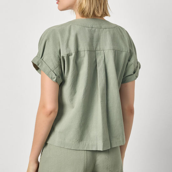 Boxy Popover Dolman Womens Top Sage A2