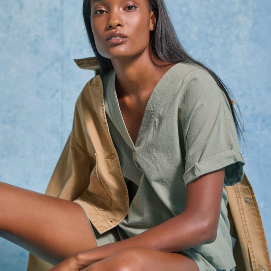 Boxy Popover Dolman Womens Top Sage C2