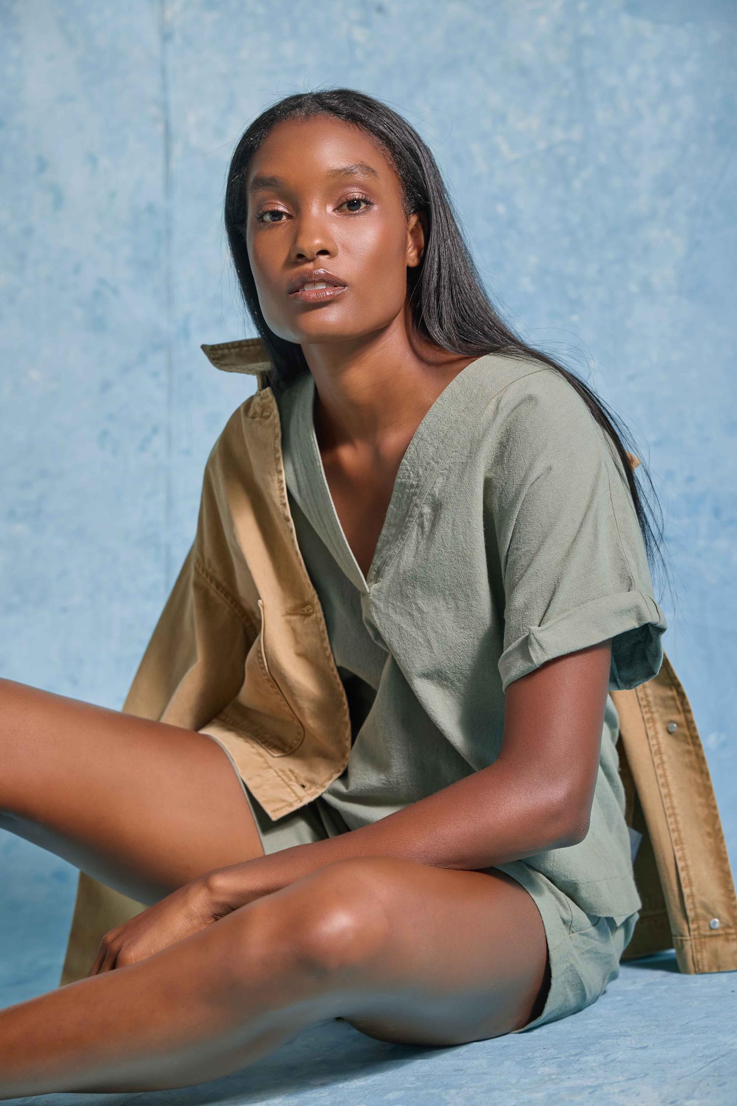 Boxy Popover Dolman Womens Top Sage C2