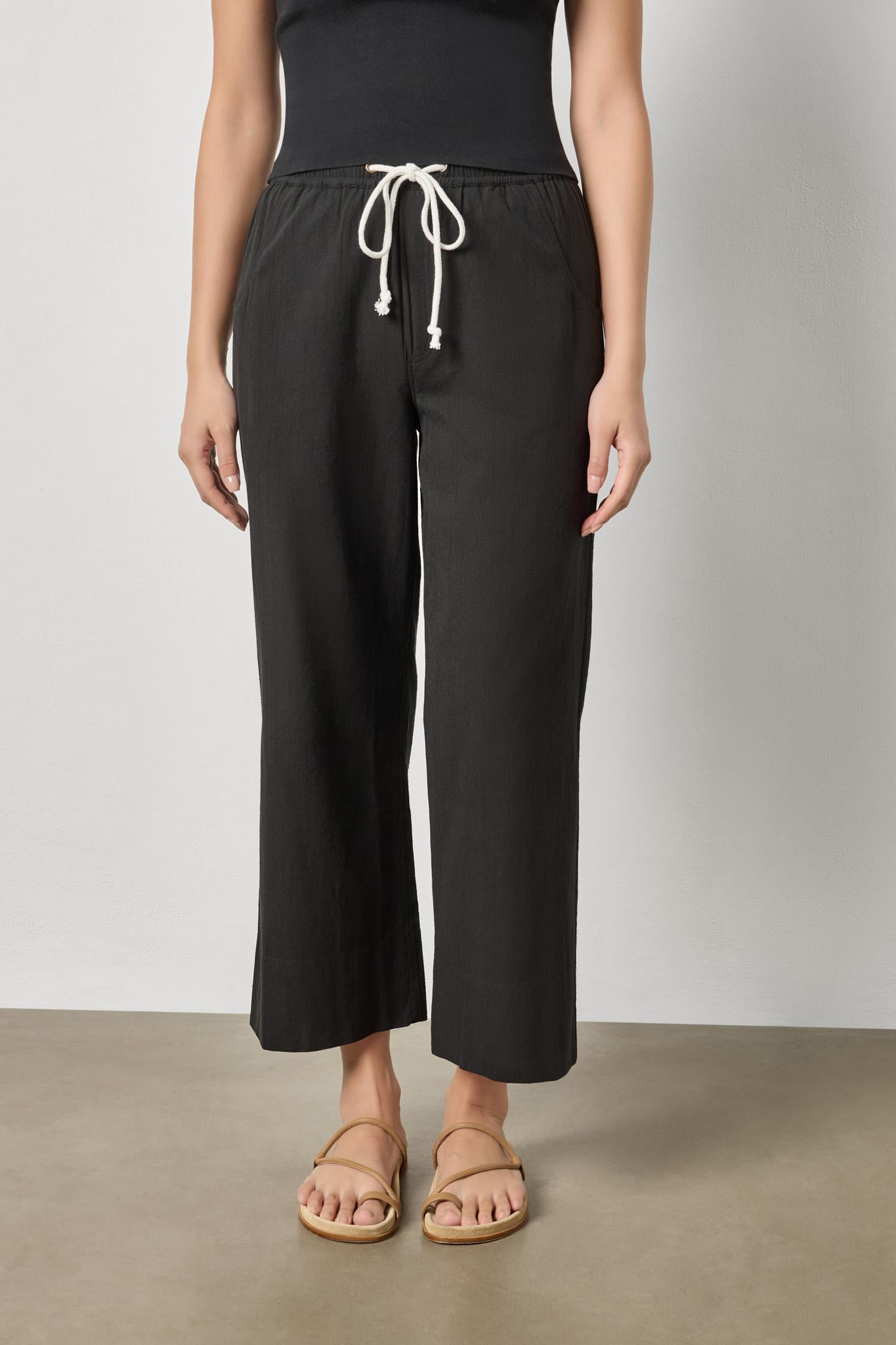 Wide Leg Summer Pant Womens Pant Black A1