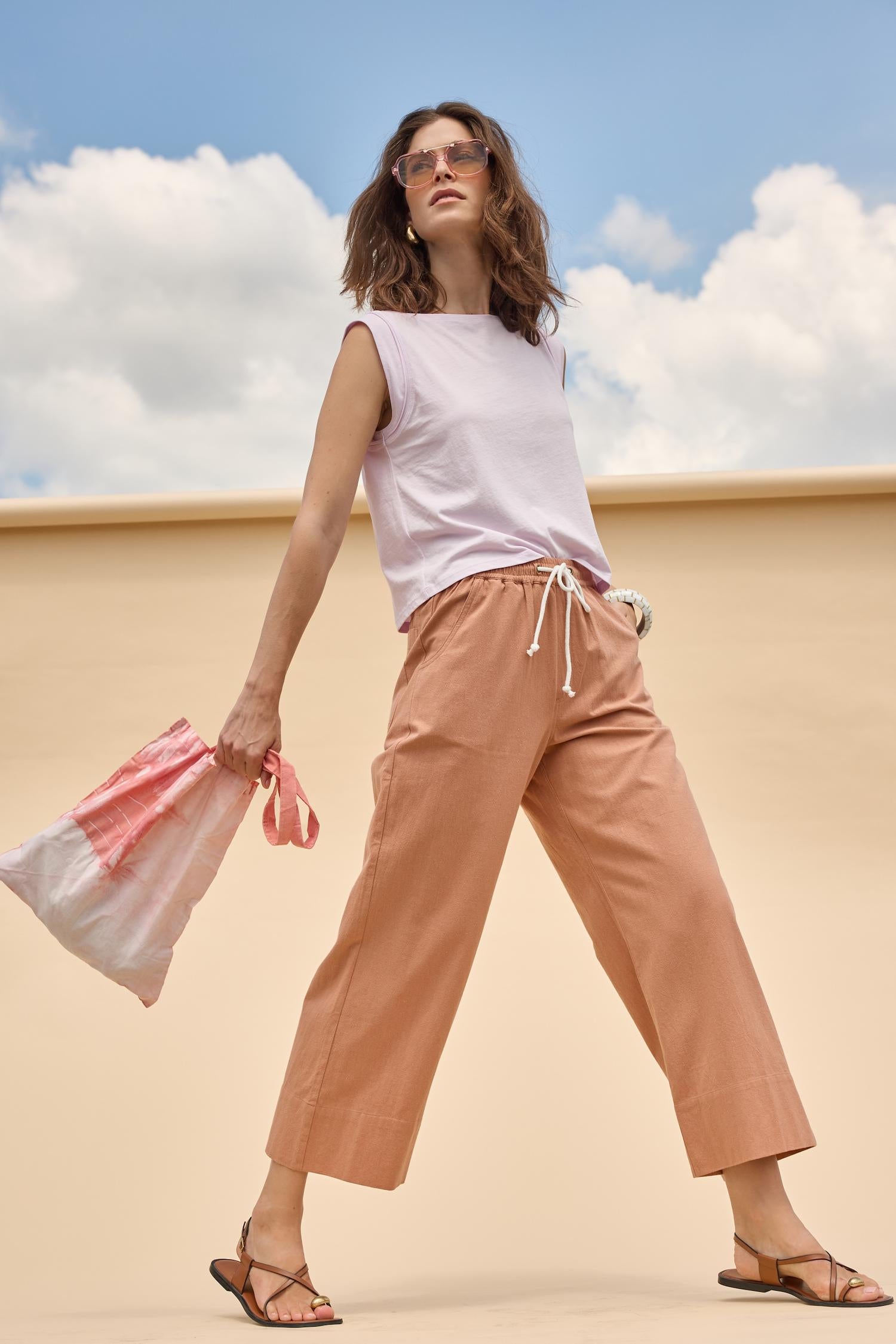 Wide Leg Summer Pant Womens Pant Carob C1
