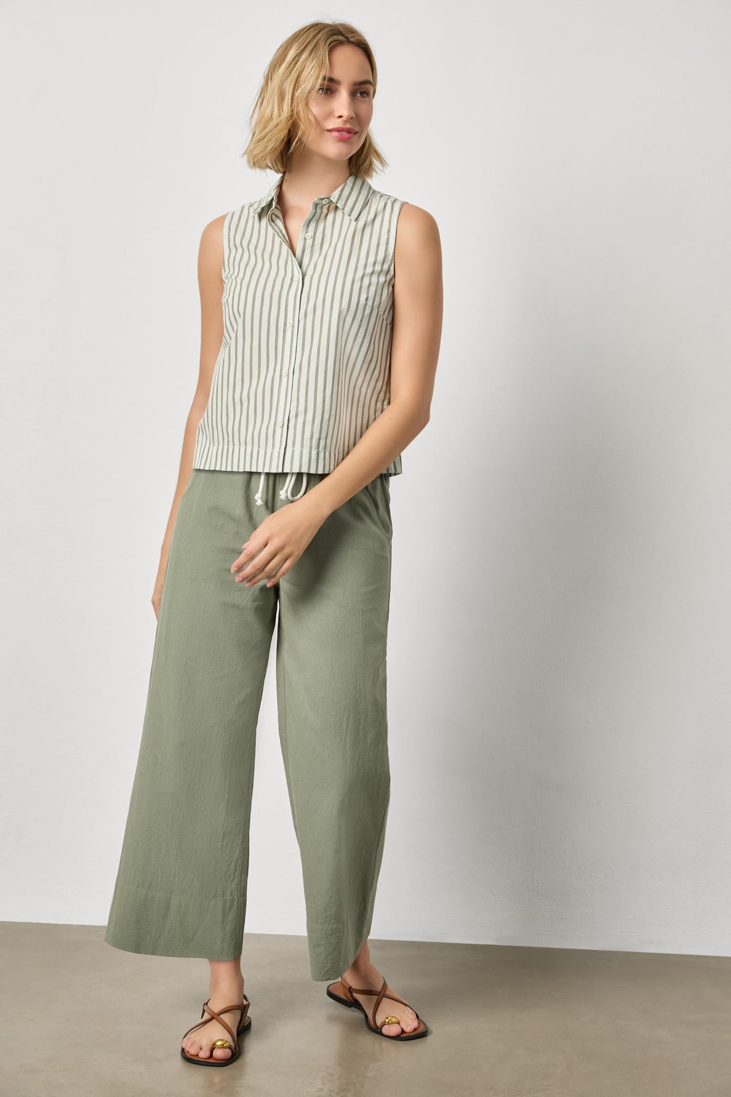 Wide Leg Summer Pant Womens Pant Sage A3