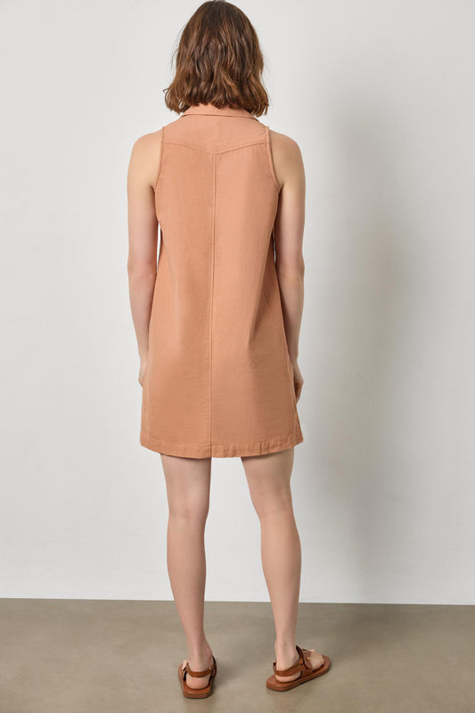 Sleeveless Pleat Pocket Dress Womens Dress Carob A2