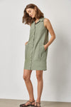 Sleeveless Pleat Pocket Dress Womens Dress Sage A1