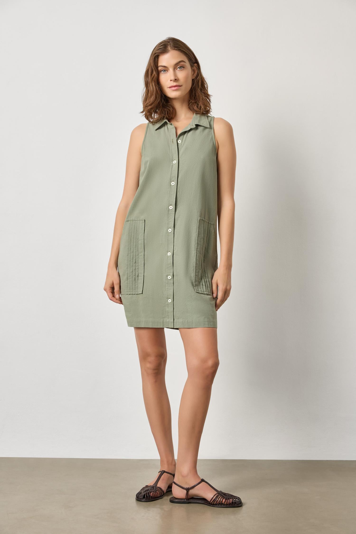 pocket dress Sleeveless Pleat Pocket Dress Carob / Small