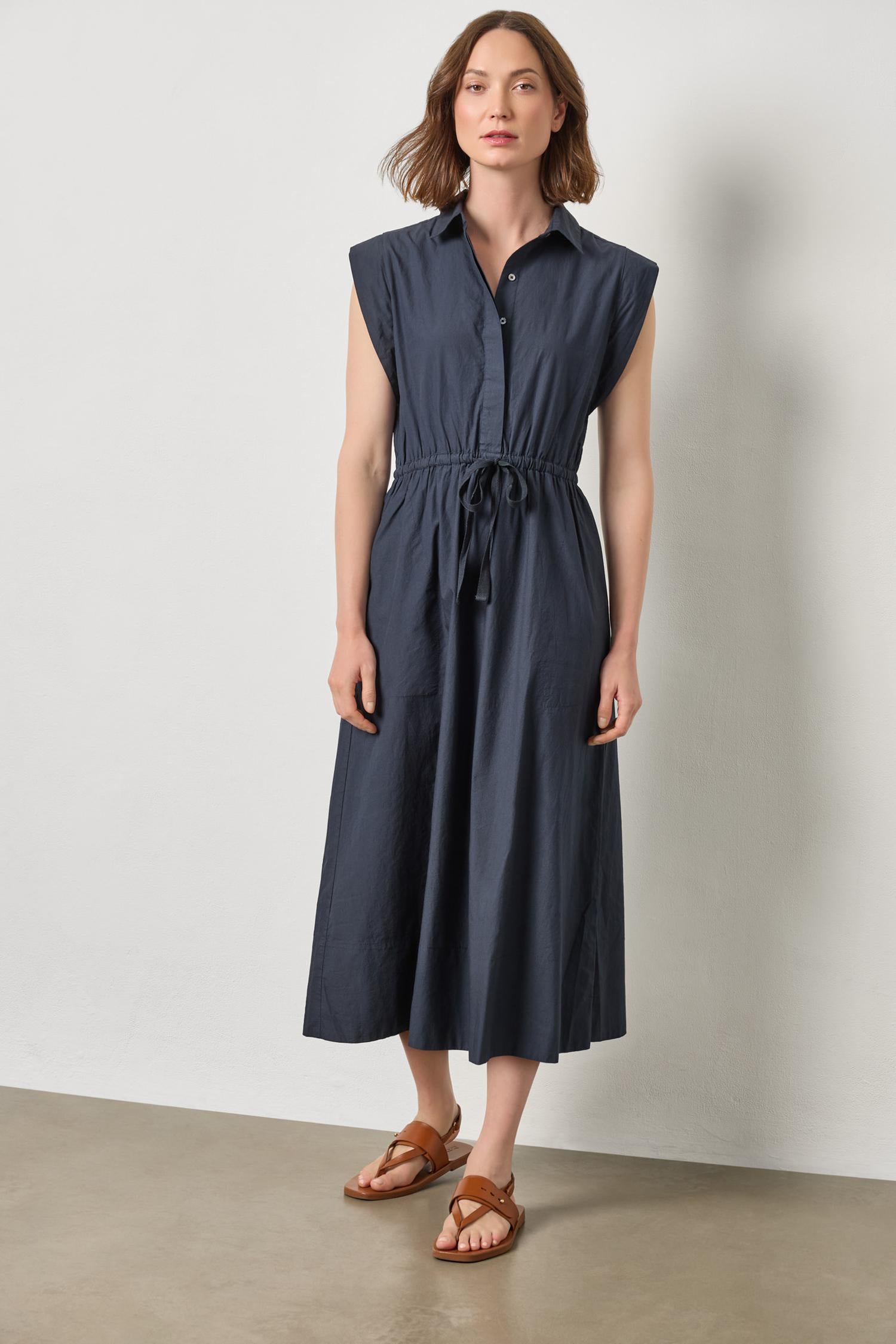 Gusset Sleeve Maxi Dress in color Navy Image A1
