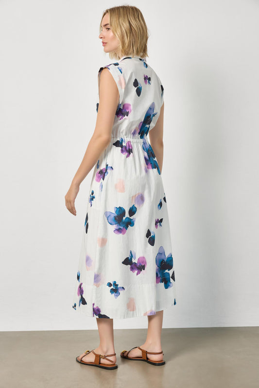 Gusset Sleeve Maxi Dress in color Orchid Print Image A2